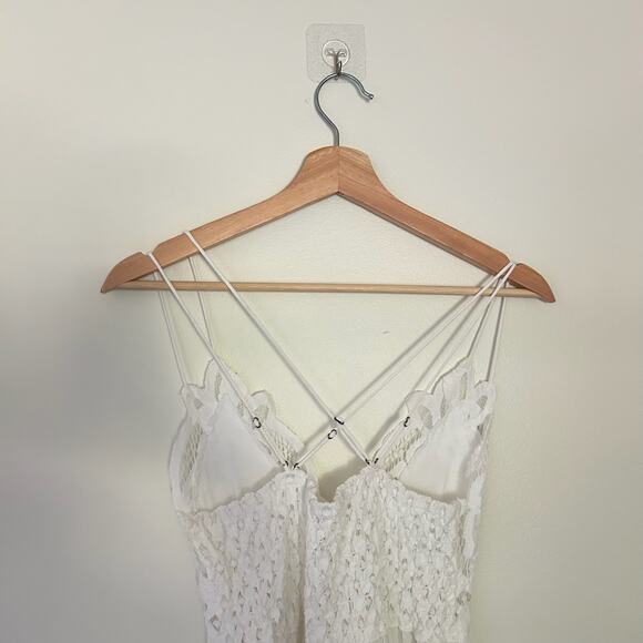 Free People Adella Cami Crochet Lace Crisscross Strap Top White Wash M - Picture 11 of 11